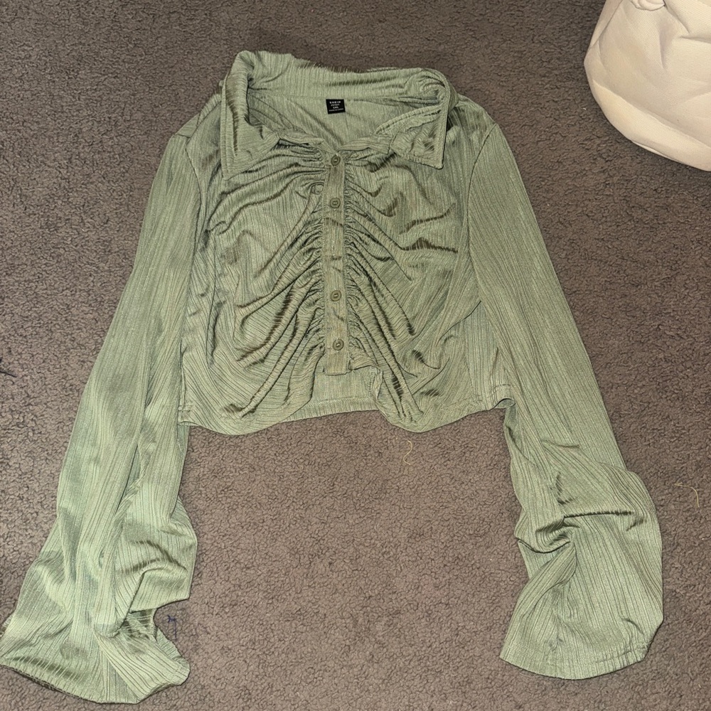 Elegant Sage Button Down Shirt for Women
